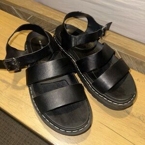 Black Strappy Sandals with Buckle